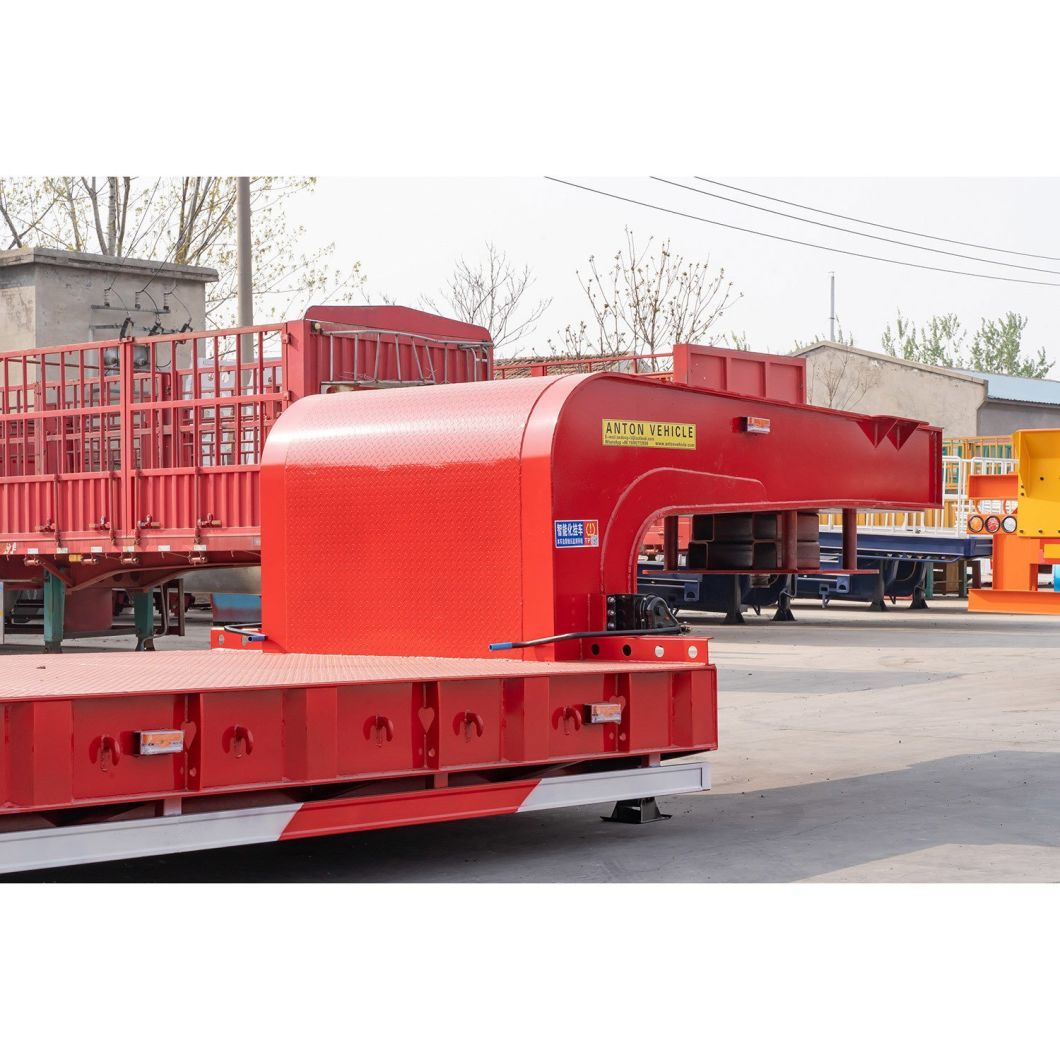 China Manufacture Heavy Duty Gooseneck Low Bed Excavator Construction Machinery Transportation Semi Trailer