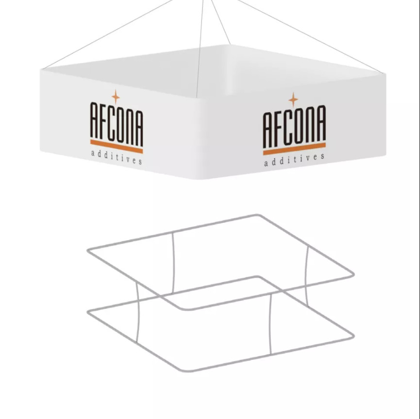 240x120x48in Square Triangle Trade Show Hanging Banner Fabric Hanging Signs Display