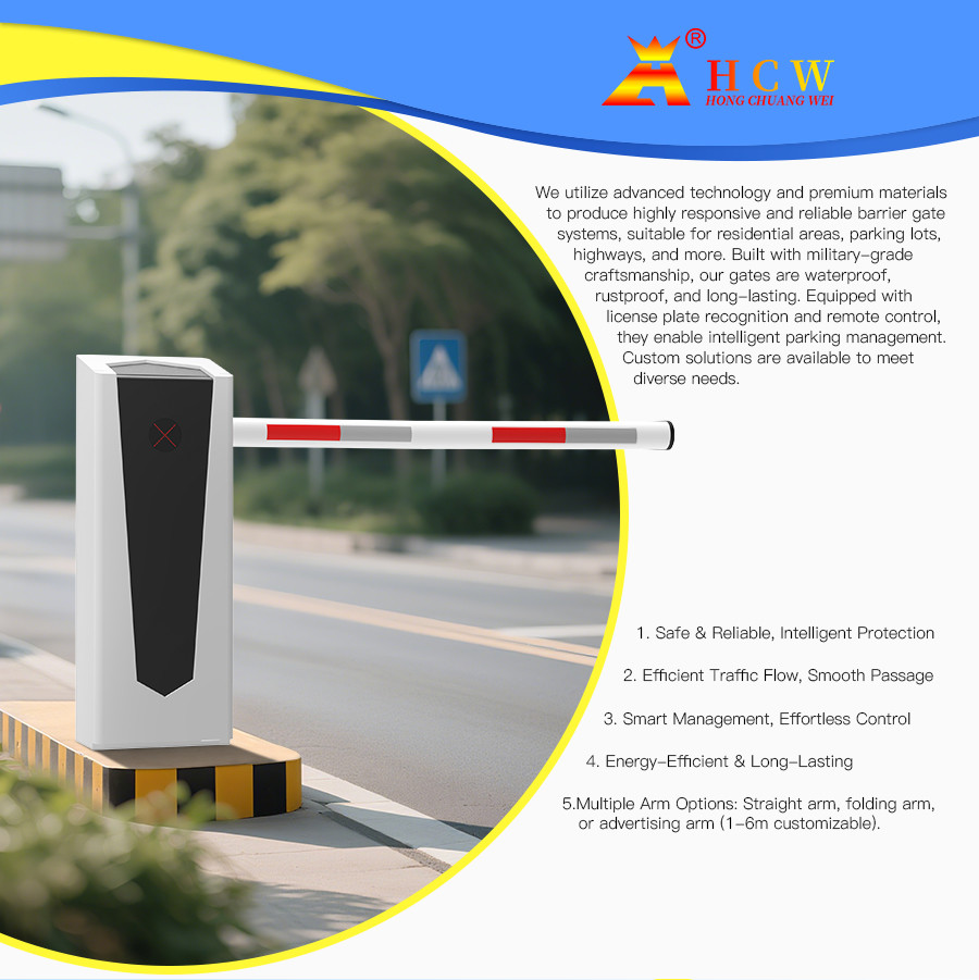 HCW Barrier Gate Remote Control Parking Barrier System OEM Custom Electric Servo Motor