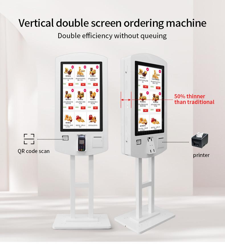 Double Sided Self-Service Payment Terminal Kiosk With QR Scanner POS Brackets Printer