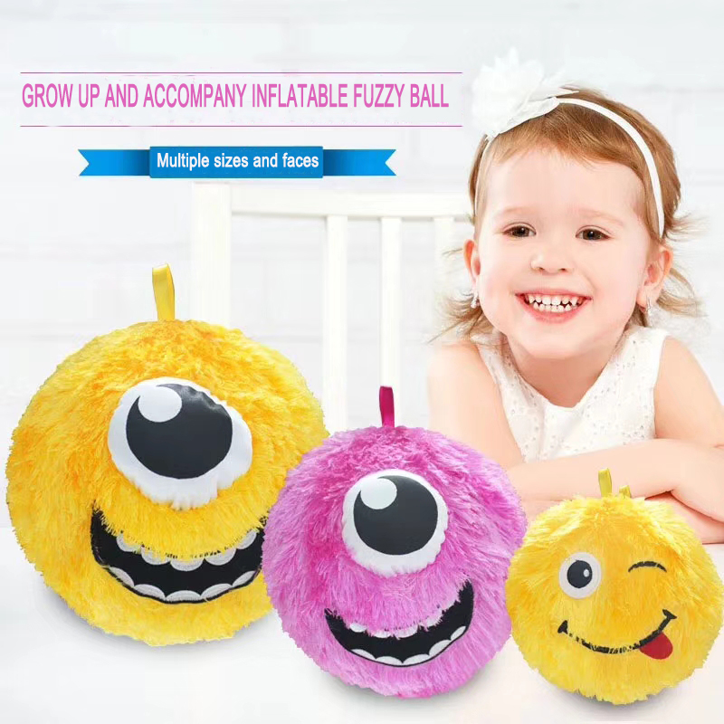 Unisex 6" Purple Furry Monster Plush Round Ball Stuffed Animal Toy Alien PVC Inner Ball Material
