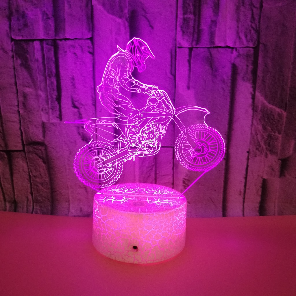 3D LED motorcycle night light Colorful visual stereo gradient touch remote control small table lamp