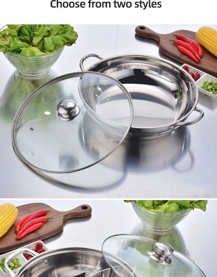 High Quality Induction Cooking Pot 304 Stainless Steel Hot Pot Kitchen Soup Pots With Glass Lid