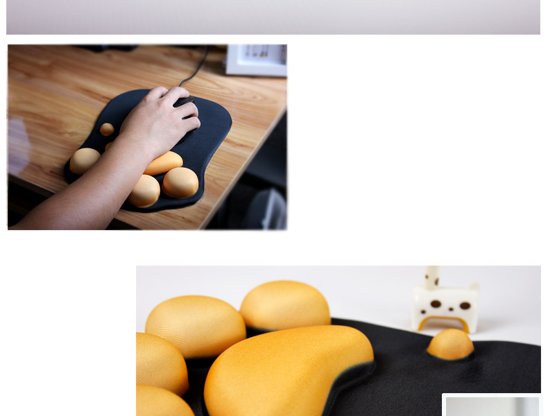 Gel Wrist Rest Kitty Paw Mouse Pad Fatigue Free Ergonomic Design