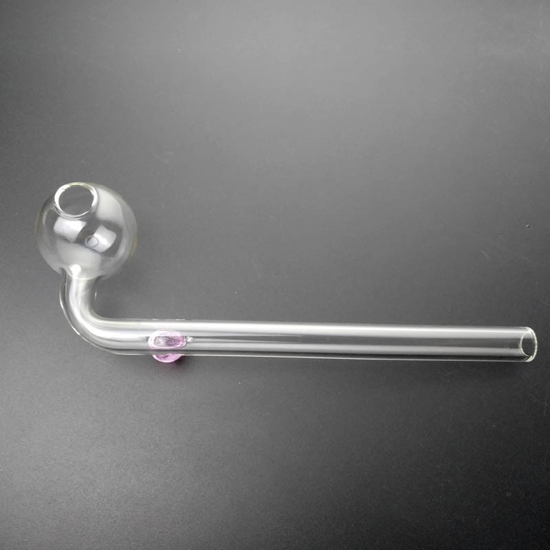 14cm Curved Glass Smoking Pipe With Different Colored Glass Balancer 2mm Thick