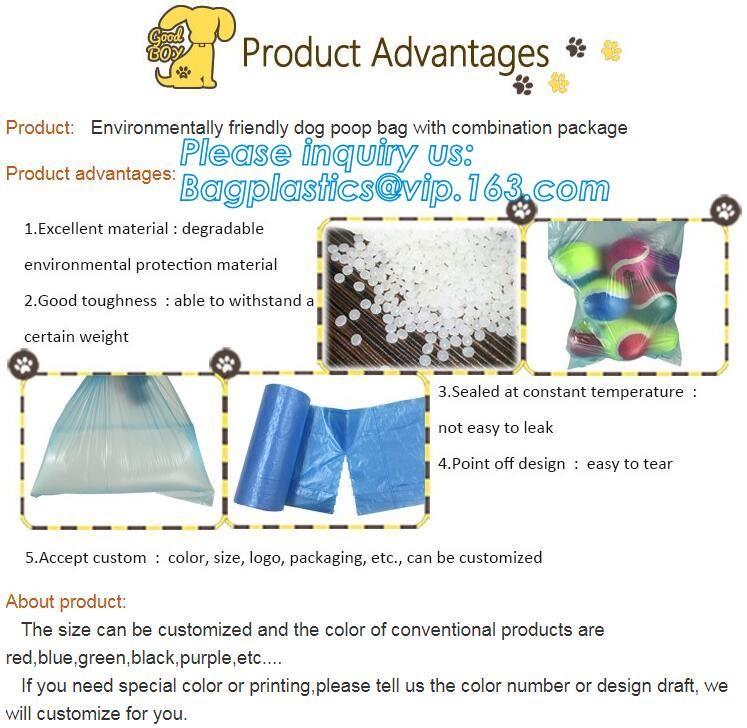 High Quality Eco-friendly Degradable Fashion With Printing Doggy Pet Dog Waste Poop Bags, Eco friendly pet dog waste poo