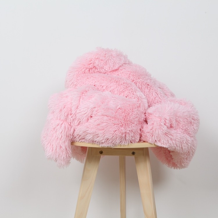 Polyester Brushed Fake Fur Throws Long Pile / Pv Fleece Knitted Blanket Candy Color