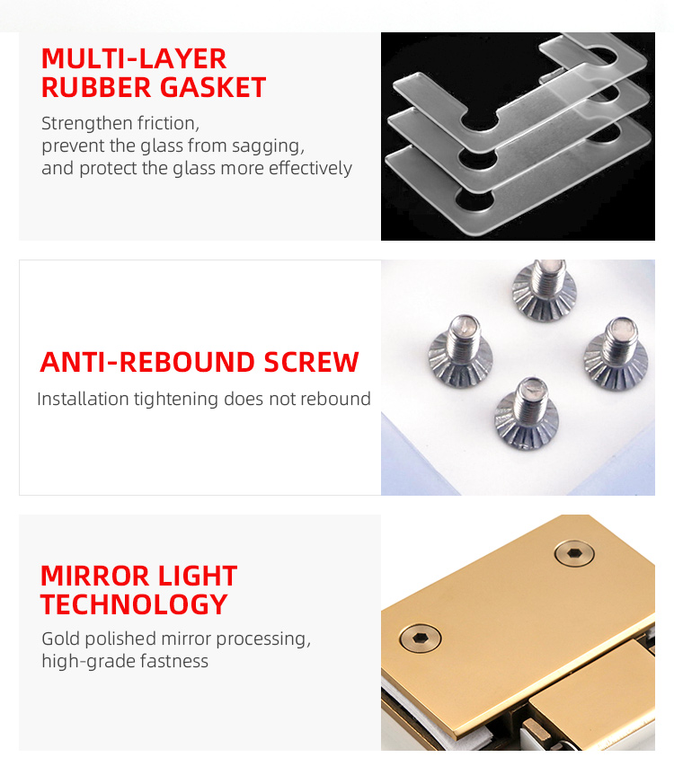 Modern Design 304 Stainless Steel Glass to Glass Hinge 180 Degree Bathroom Gate Clamp