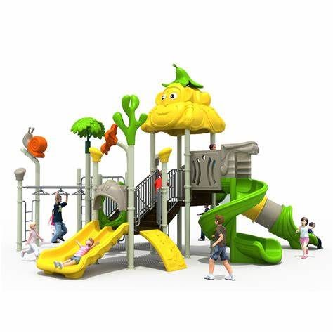 OEM Outdoor Playgroud Large Plastic Tree Playhouse With Spiral Slide Set