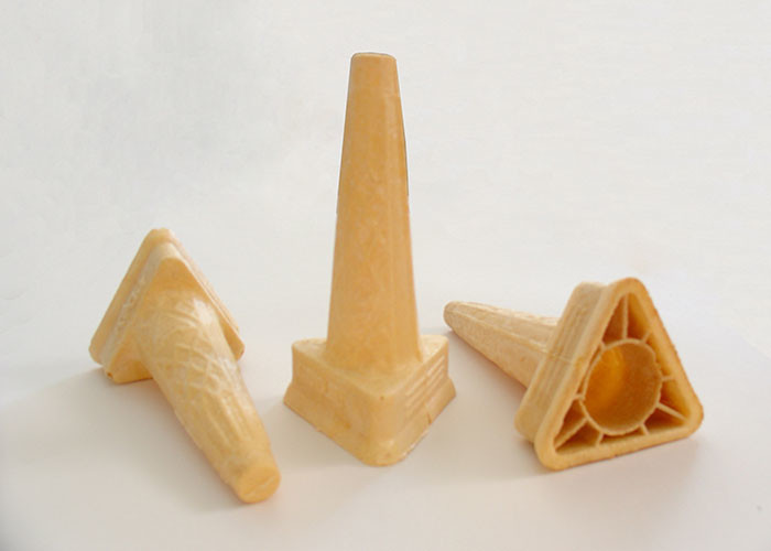 Delicious Chocolate Covered Wafer Cones Golden Color Logo Customized