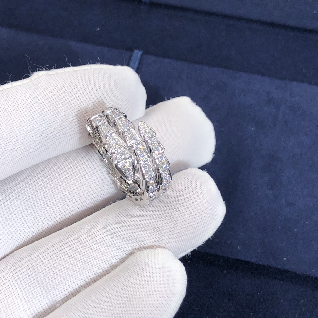 Elegant 18K Gold 2 Row Diamonds Serpenti Viper Ring Diamond Ring Yellow Gold White Gold