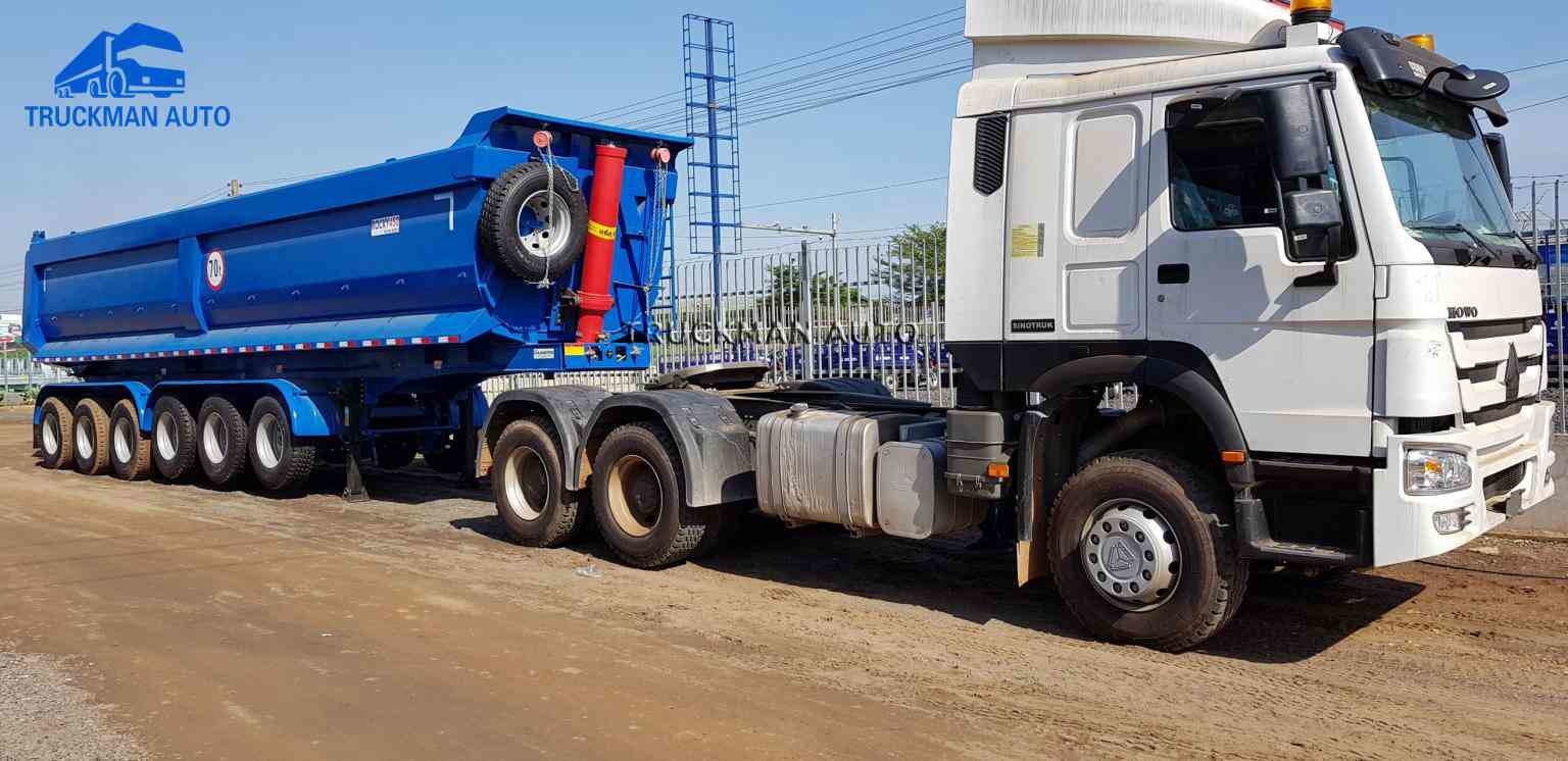 9 Axles 60 Ton 45 Cubic Meters Dump Semi Trailer Truck