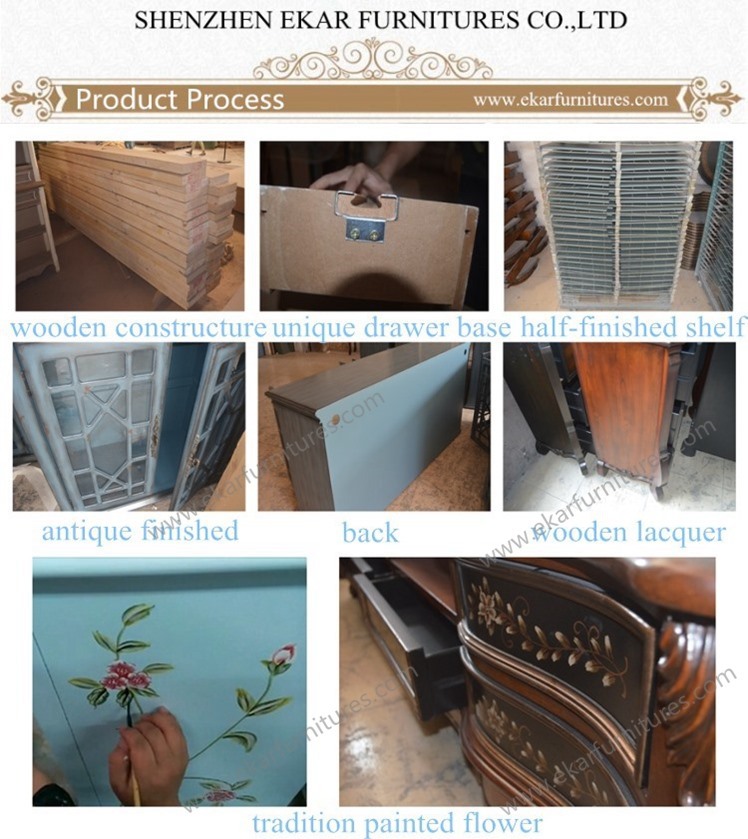 Luxury Spanish Design Antique 3 Door Wooden Wardrobe