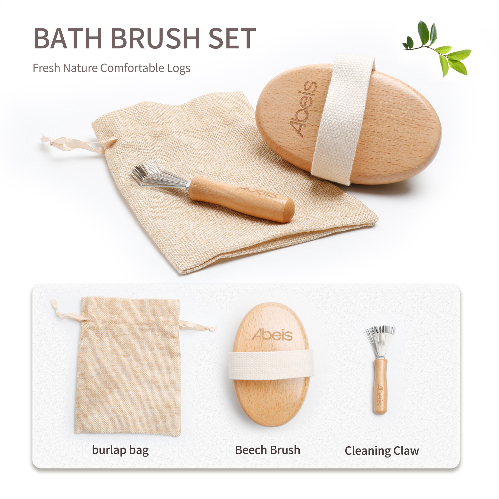 Natural Bristle Wooden Dry Body Bath Shower Brush For Exfoliating Scrubber