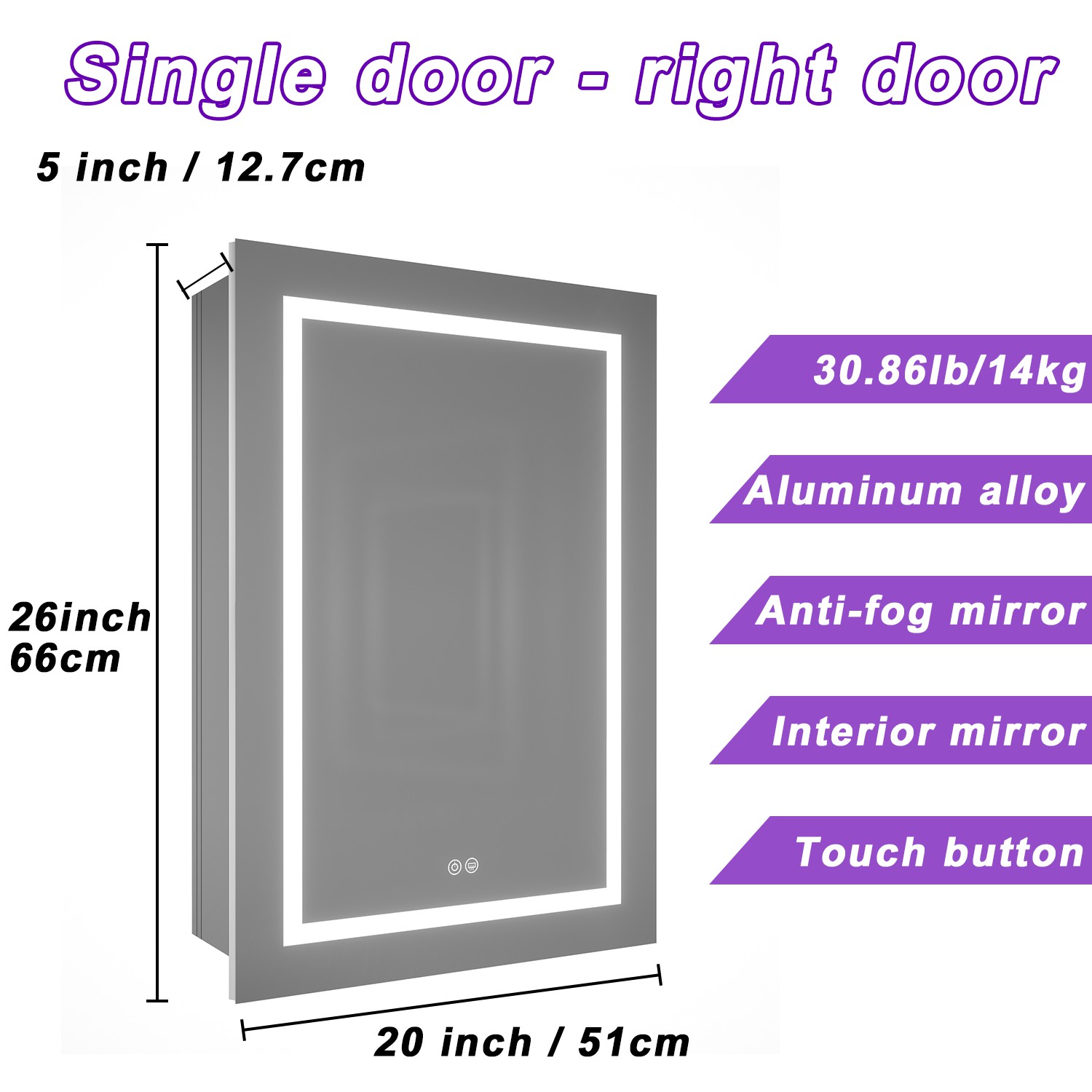 Rust Resistant Lighted Mirror TV Aluminium LED Backlit Bathroom Mirror