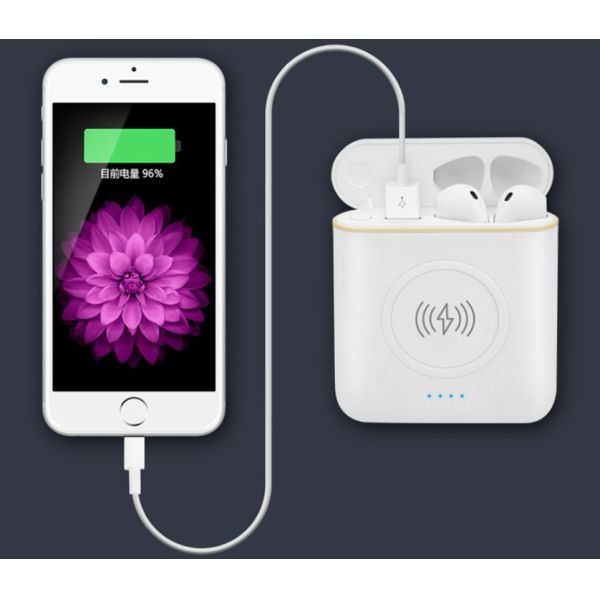 Multi-functional 3 in 1 Bluetooth Earbuds with 5200mAH Power Bank and Fast Charging Wireless Charger