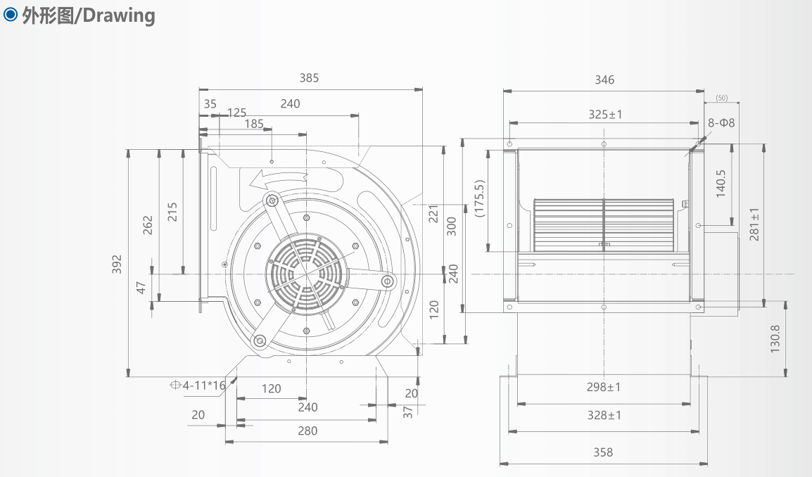 1300RPM Aluminum Housing Industrial Centrifugal Hvac Fans