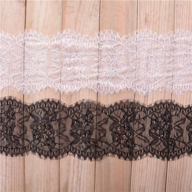 15 cm *3 yards Underwear Lace Border Eyelash lace edge with ivory black color in stock