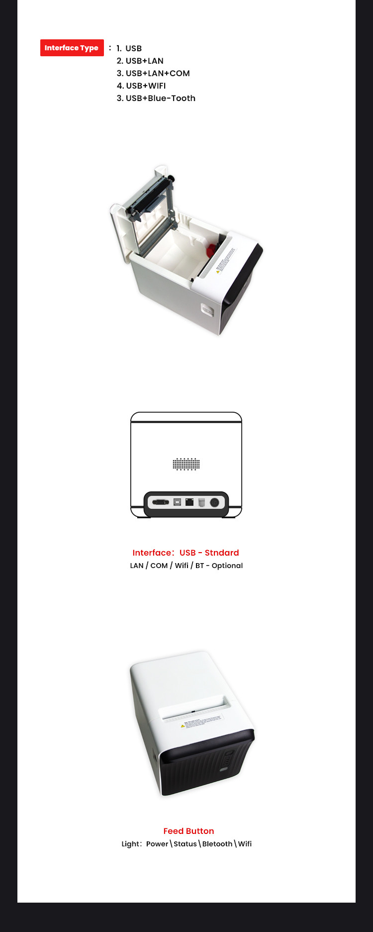Fast Speed Carav Restaurant POS Receipt Printer 1 Year Warranty For Food Store