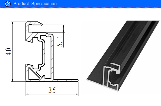 black aluminum solar panel frame with corner key