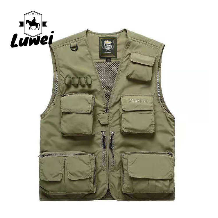 Summer Multiple Pockets Tactics Mesh Slim Utility Oversize Utility Outdoor Fishing Male Dress Sleeveless Hunting Vests for Men