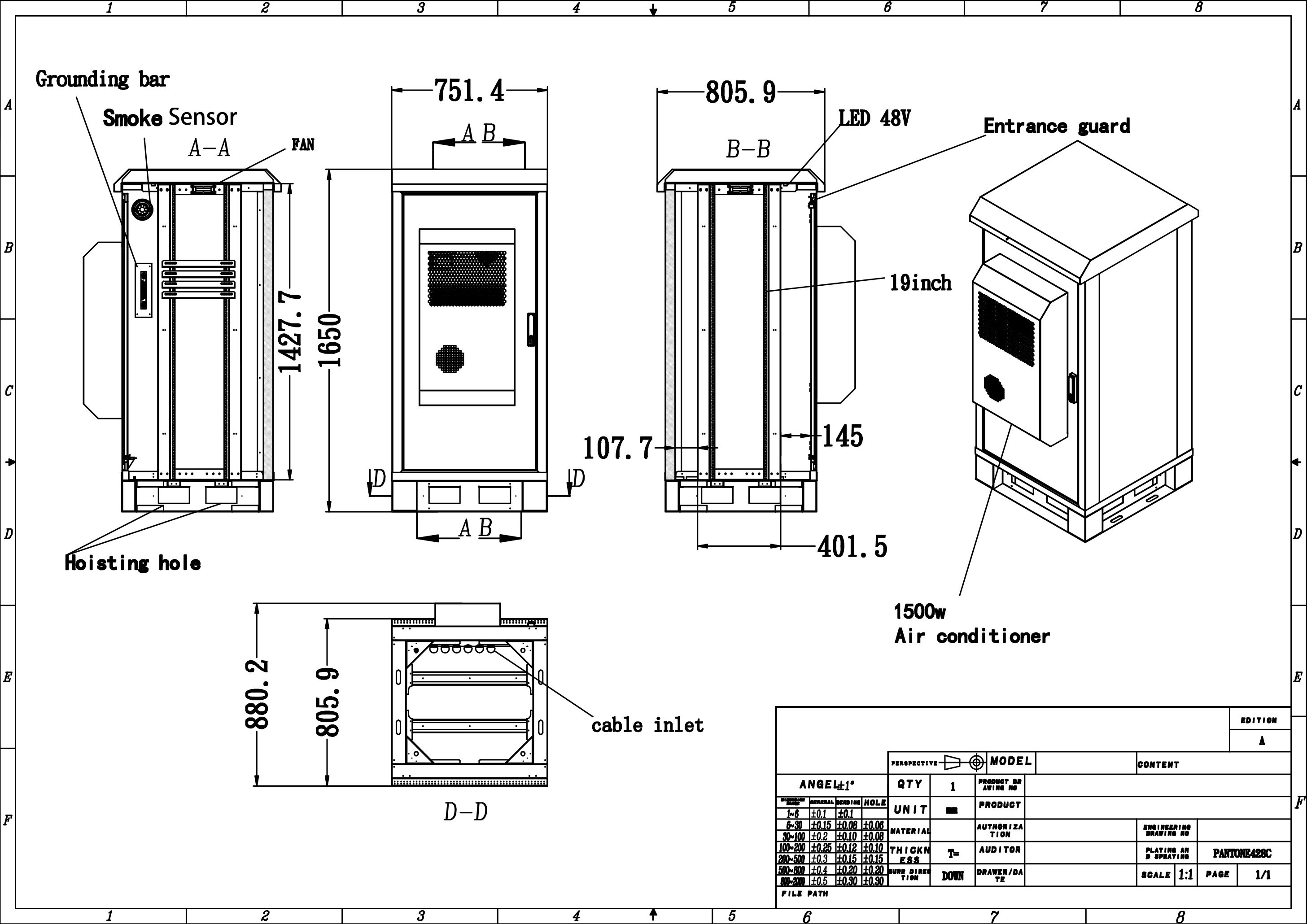 Color Coated Steel Outdoor Telecom Cabinet , 19" Outdoor Rack Mount Enclosure