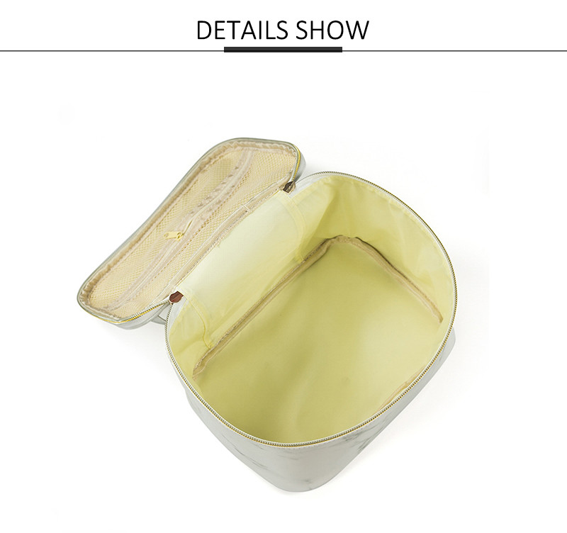 Zipper Closure Ladies Marble PU Leather Makeup Bag Case