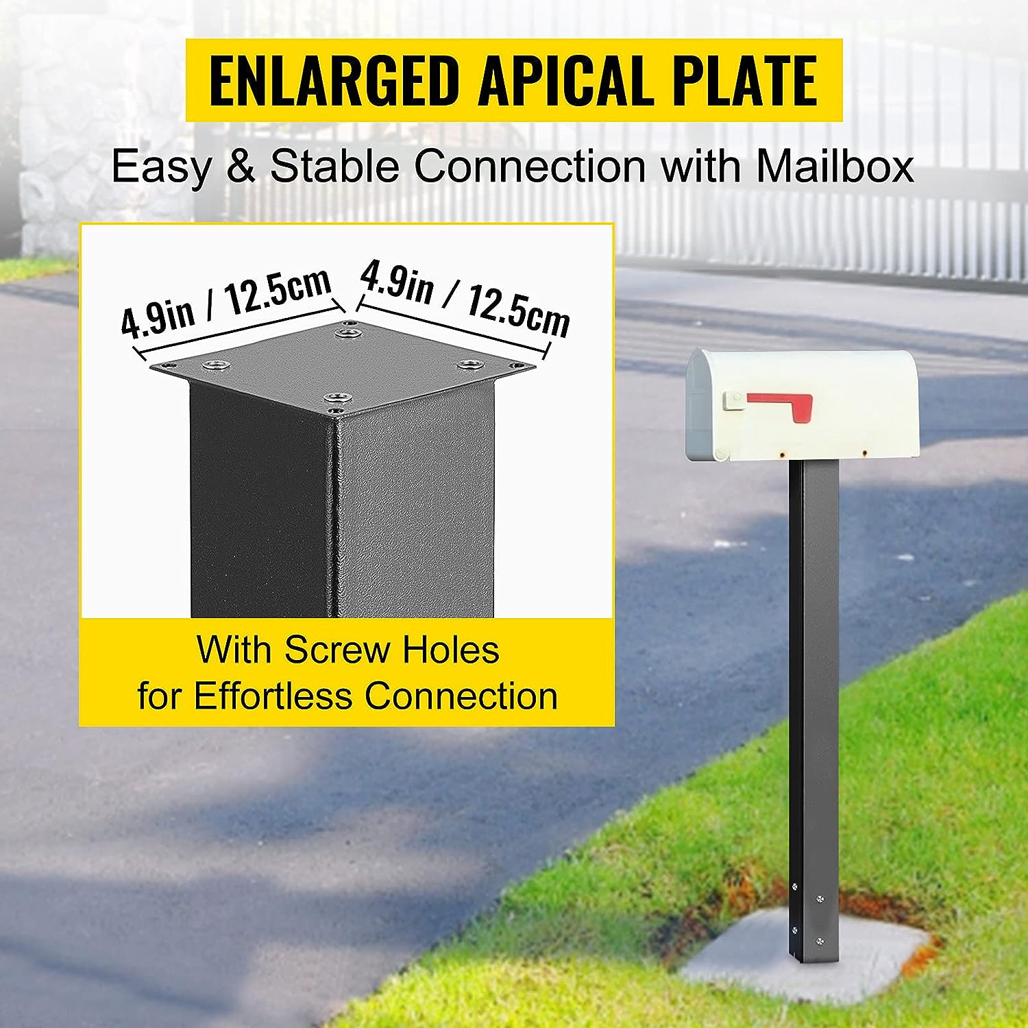 Modern Heavy Duty Steel Mailbox Post With Powder Coated Surface Support Bracket