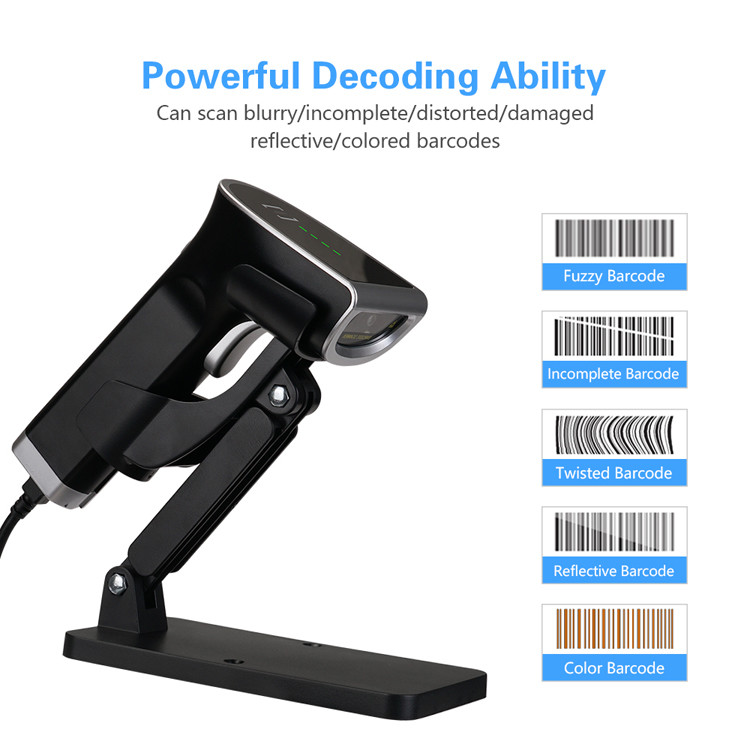 USB 1D Laser Barcode Scanner 650nm Visible Wired Handheld Bar Code Reader