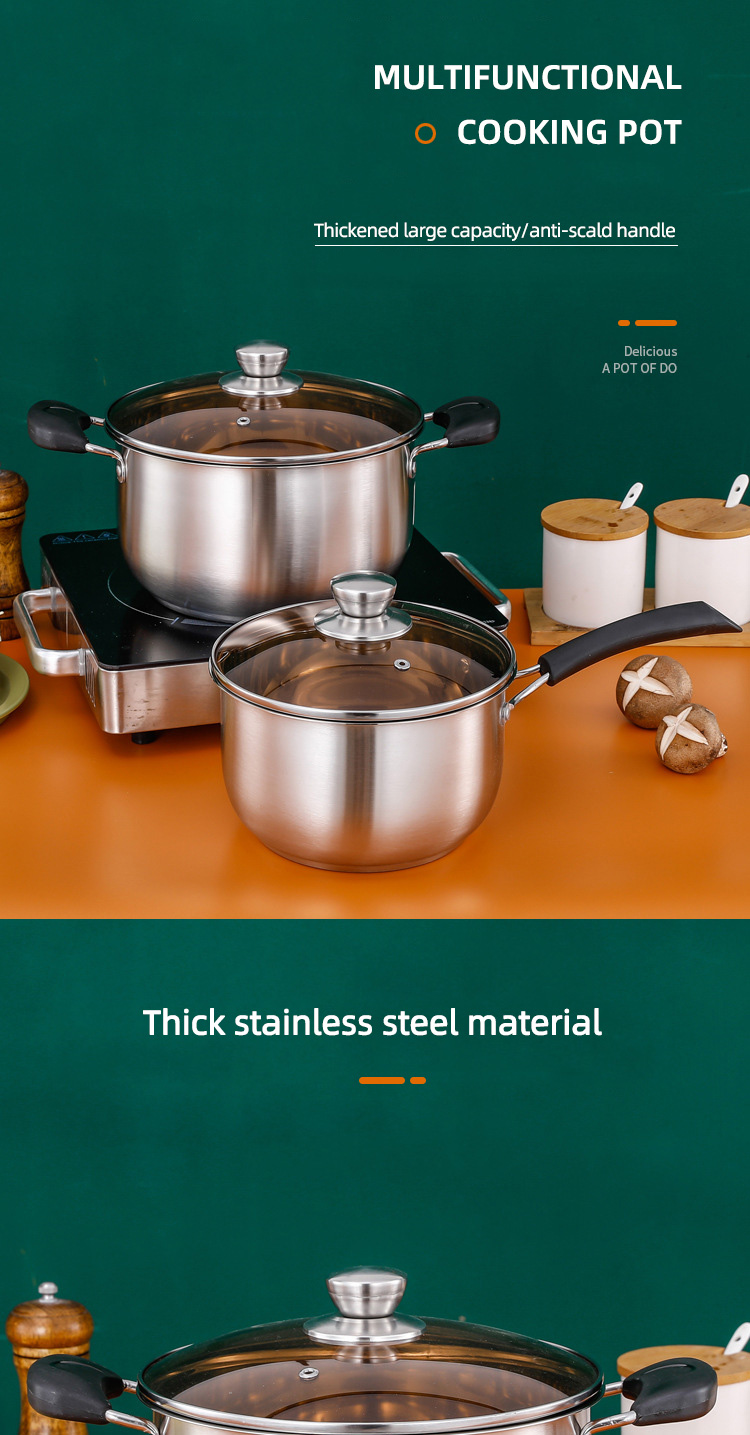 High Quality Home Kitchen Cooker Pasta Pot Stainless Steel Soup Stock Pot Induction Cooking Pot With Lid