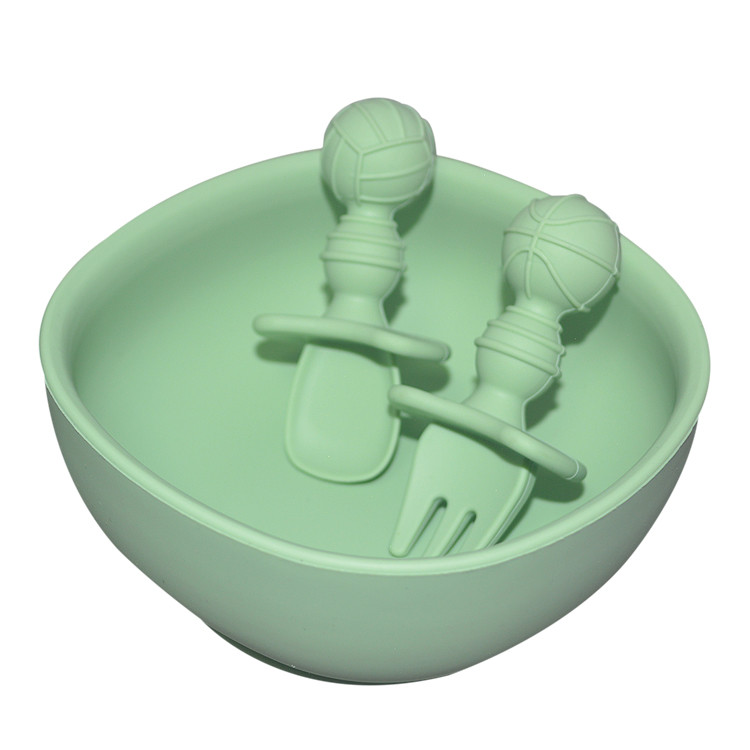 6 Pcs Silicone Baby Feeding Plates Sets With Cup Bib Fork Spoon MHC Tableware Nontoxic