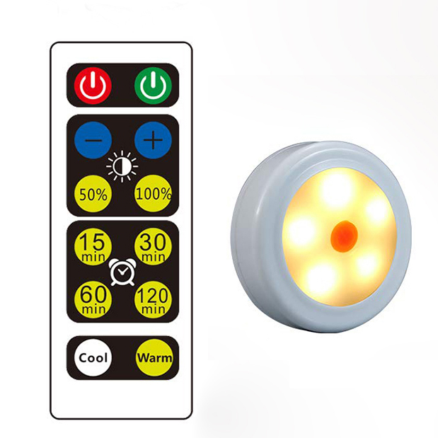 4.5VDC Battery Powered Led Wardrobe Lights 0.5W Remote Controlled Puck Lights