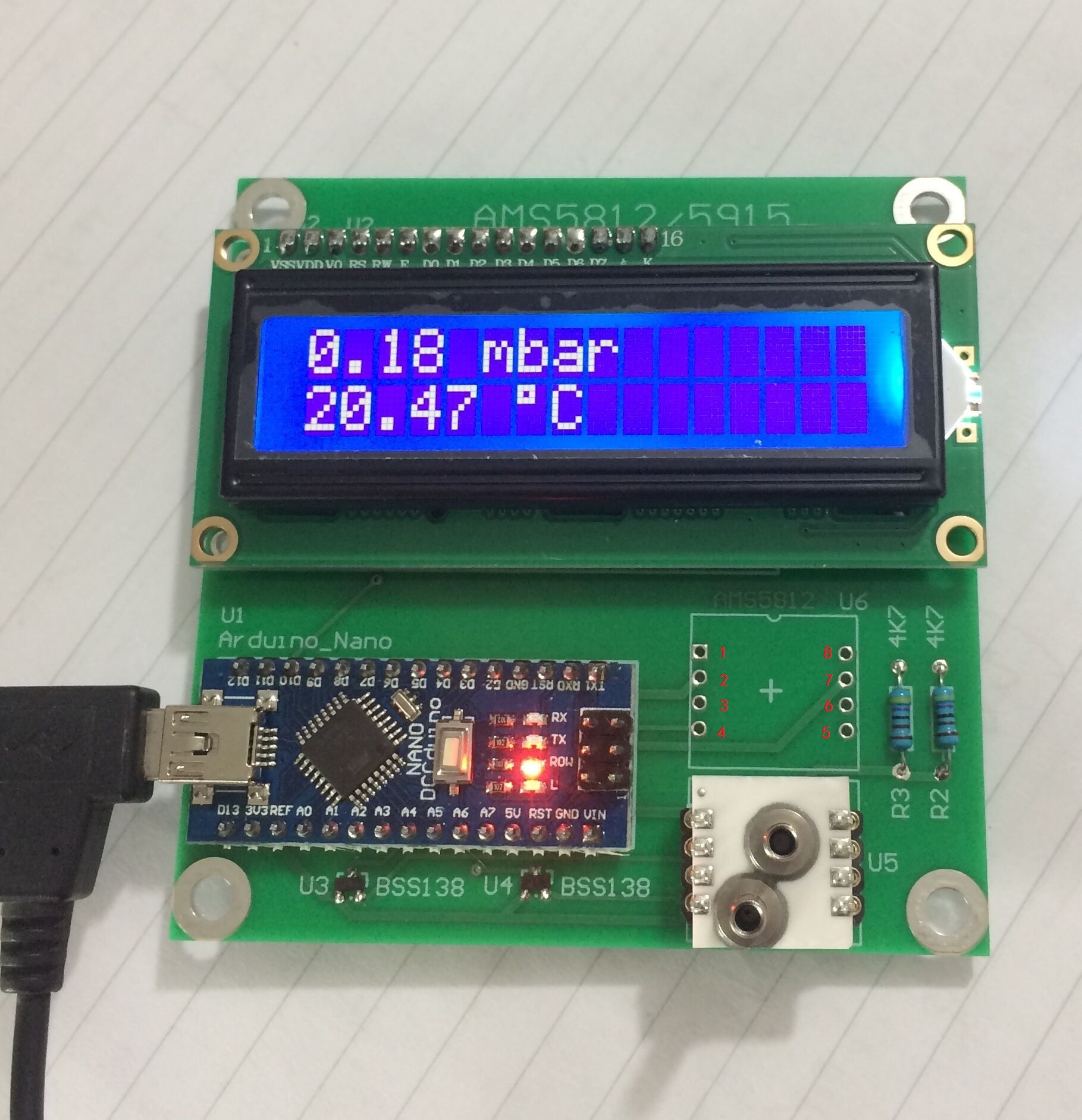 TEST CIRCUIT BOARD FOR Pressure Sensor AMS 5812 AMS 5915 AMS6915 by Analog Microelectronics GmbH