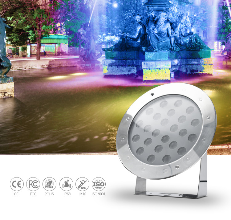 White Color Underwater LED Spotlights 6500K SS316L Ip68 24W 24V CREE / EDISON Source