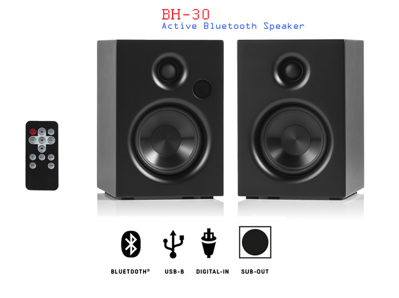 Bookshelf 100W Active Speakers Bluetooth 5.0 With AptX HD Optical Input Powered speaker