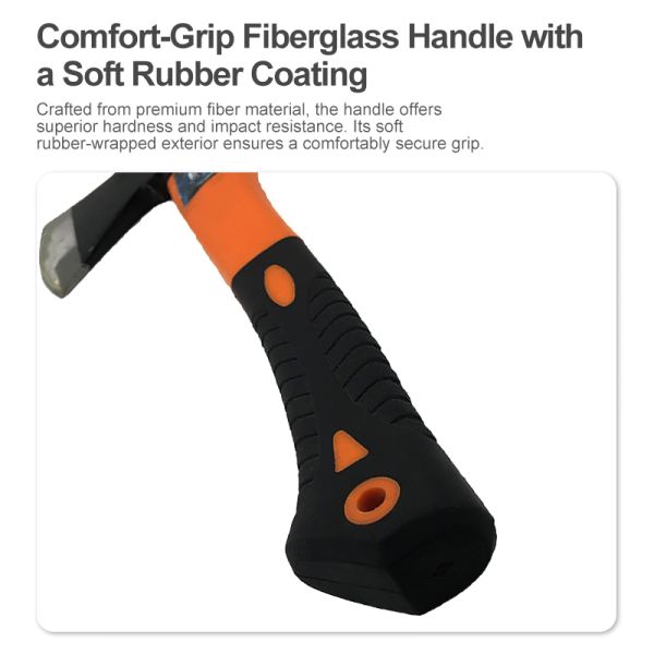 38*15*3cm Fiber Handle Fire Axe 0.93kg High Carbon Steel Anti-Slip Rubber Emergency Rescue Hand Axe for Fire Safety Escape