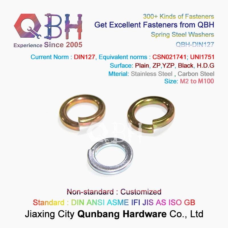 10%off Qbh DIN 127 a B High Quality Zp Yzp Black HDG Zinc Carbon Stainless Steel ASTM F436m Flat Plain / Spring Washer