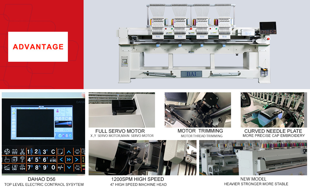 4 Heads Multi Needle Embroidery Machines 50HZ 110V 450mm