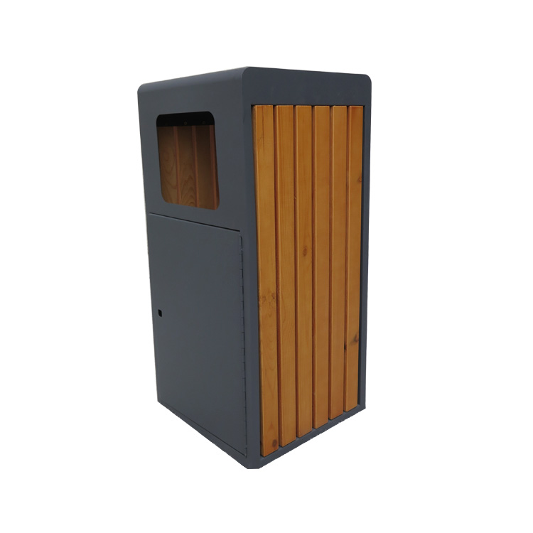 Rain Proof 9.2gal Outdoor Wooden Trash Can With Ashtray