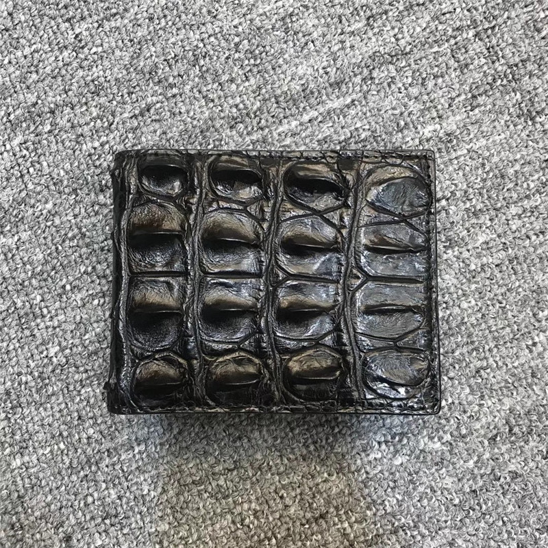 Authentic Exotic Real Alligator Leather Men's Short Card Holders Genuine Crocodile Skin Male Small Bifold Wallet