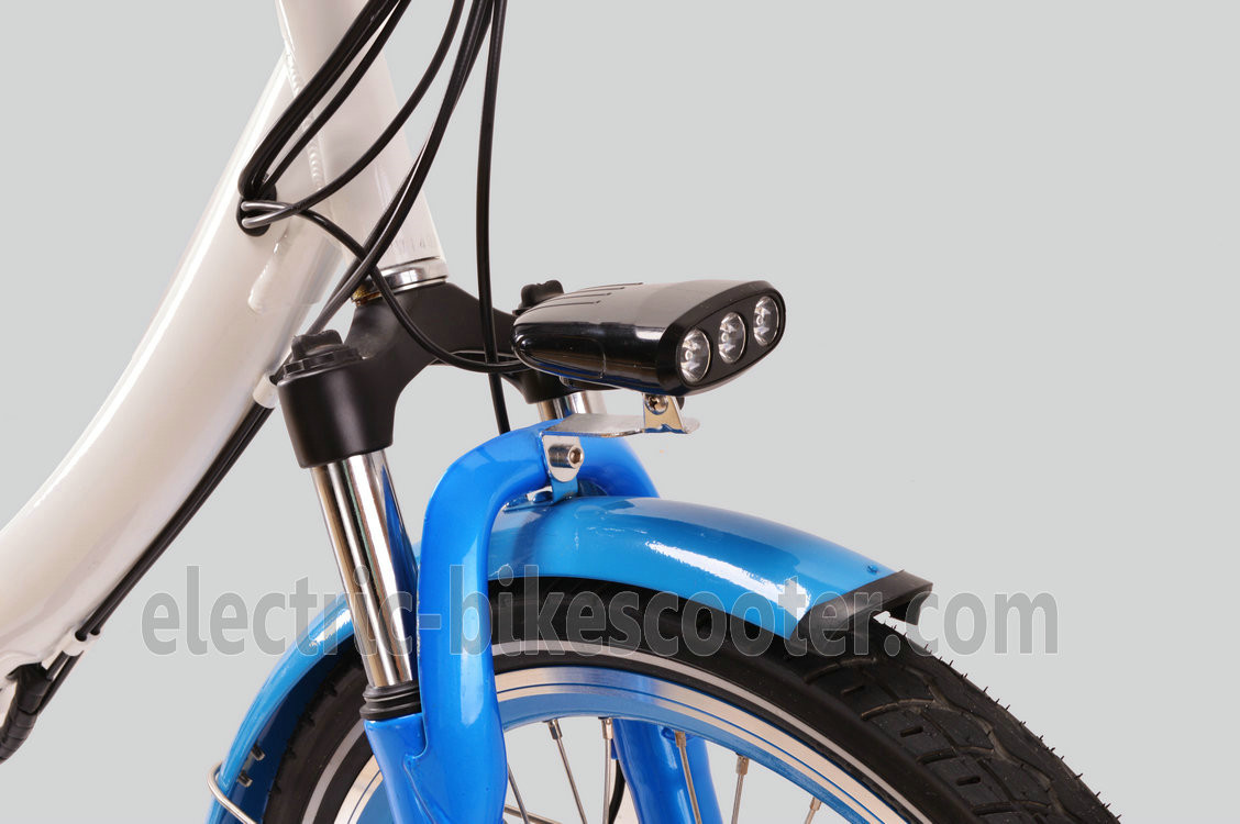 Blue Mens Women'S Electric Folding Bike , Citizen Folding Electric Bike 20" Wheels