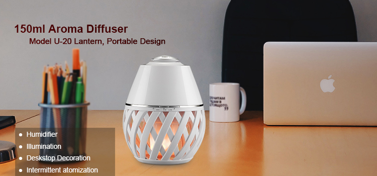 Flame Lamp Portable Ceramic Ultrasonic Essential Oil Diffuser