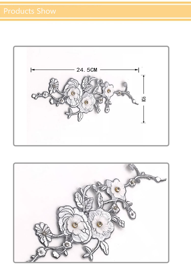 3D Simple Style Wintersweet Embroidery Patch Custom Handmade Flower Patches with Beads