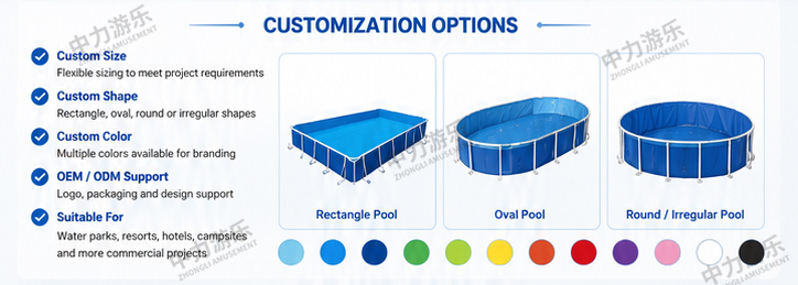 Heavy Duty Metal Frame Swimming Pool For Resort And Hotel