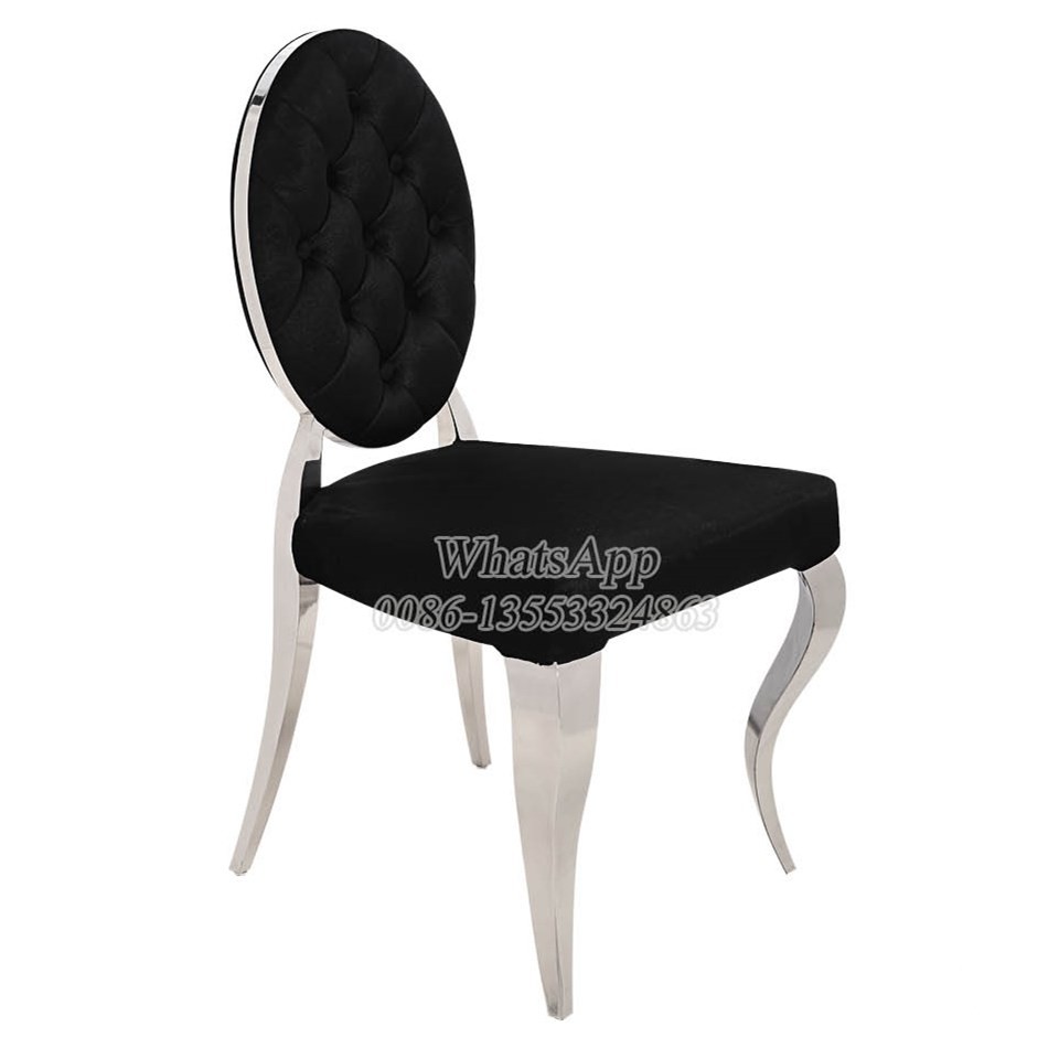 Black Velvet French Dining Chair With Chrome Stainless Steel Material (YS-3)