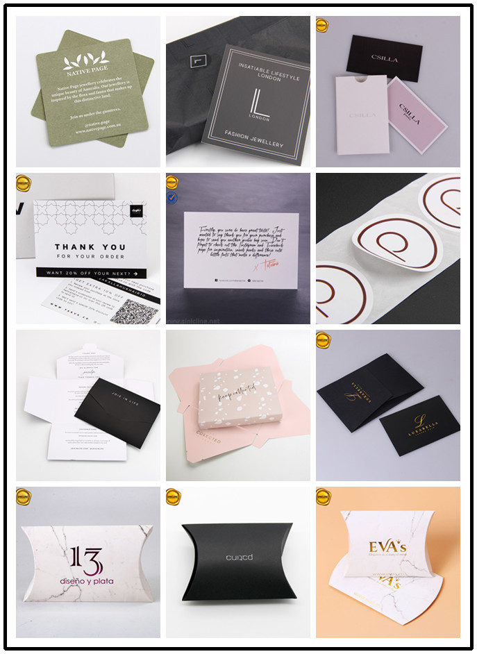 15x10cm Customized Pink Paper Thank You Card With Gold Foil Logo
