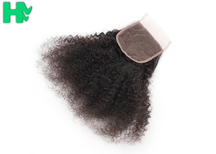 Comfortable Soft Silk Base Brazillian Human Hair Closure Kinky Curly Style