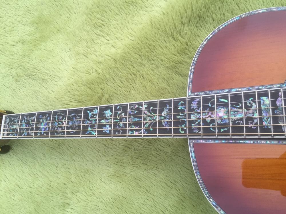 Custom 000 Deluxe classic acoustic guitar,Solid Spruce top,Real Abalone binding,39 inch Ebony fingerboard Guitar