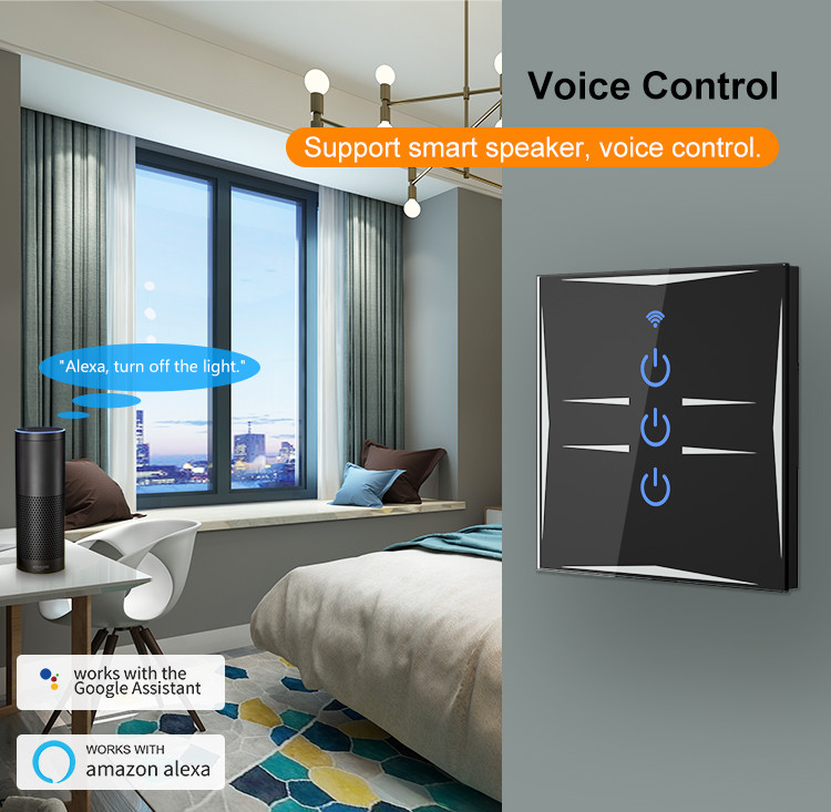 90V-260V Tuya App Smart Wifi Wall Switch For Led Lights Works With Alexa And Google Home
