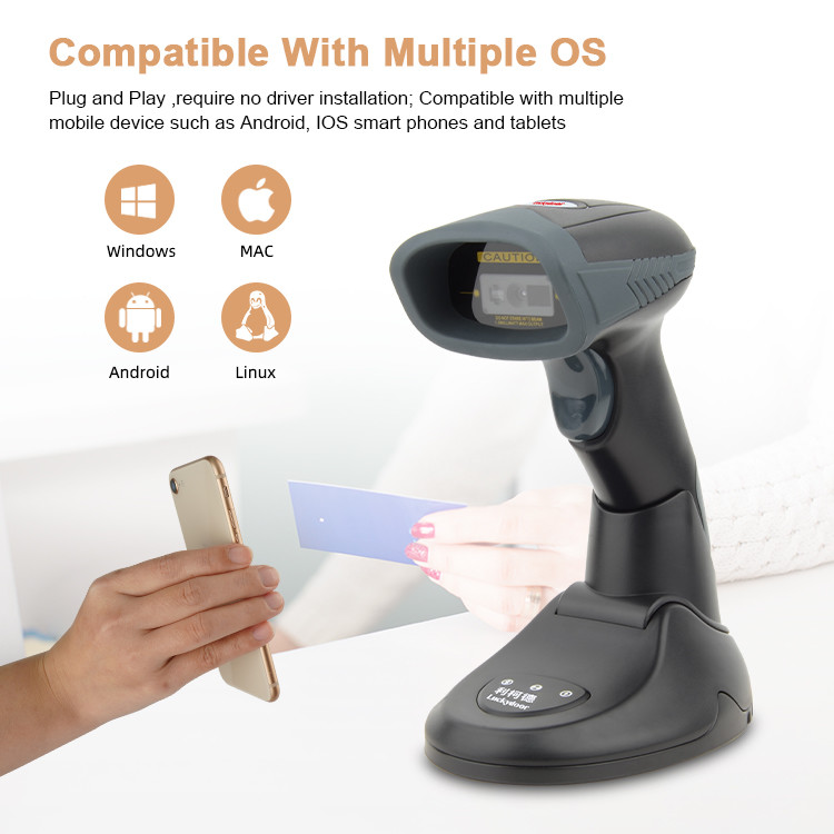 2D QR Bluetooth Barcode Scanner With USB Charging Cradle Data Receiver